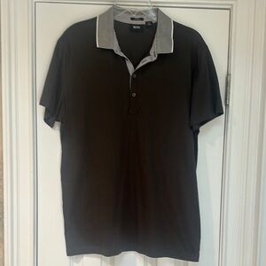 Hugo Boss Slim Fit Mercerised Black and Gray Polo Shirt Timeless Style